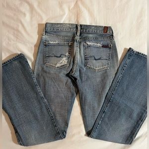 Women’s 7 For All Mankind distressed boot cut jeans, size 25